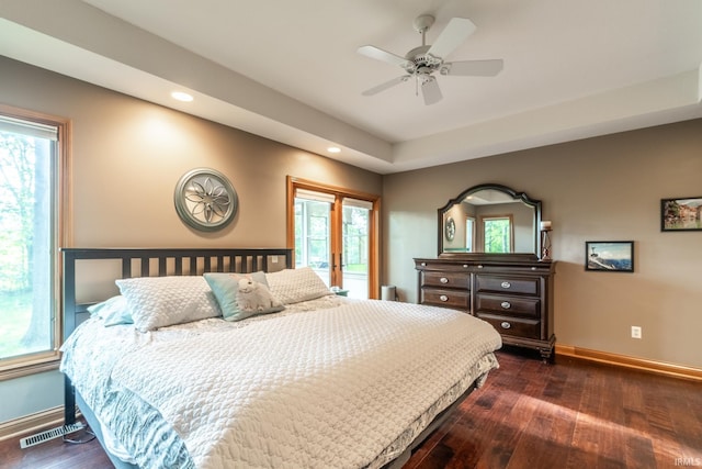 8505 Crenshaw Ct, Fort Wayne, IN 46835 - bedroom featuring access to exterior, dark wood finished floors, baseboards, recessed lighting, and multiple windows