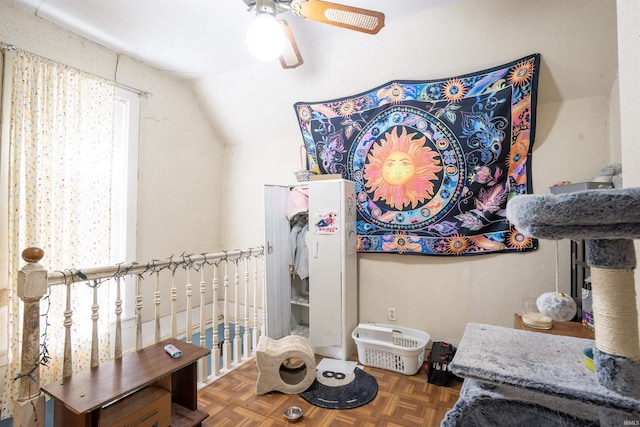 430 S Columbia St, Warsaw, IN 46580 - bedroom with lofted ceiling and a ceiling fan