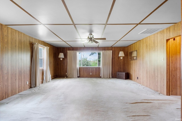 5460 N 550 E, Churubusco, IN 46723 - carpeted spare room featuring a ceiling fan and wooden walls