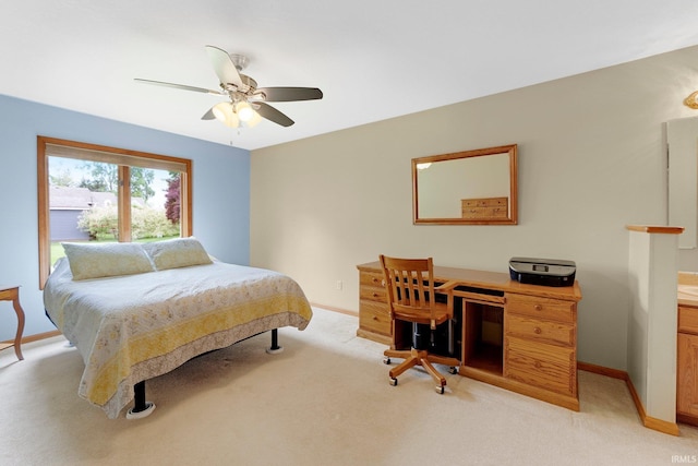 2104 Shady Ln, Garrett, IN 46738 - bedroom featuring light carpet, baseboards, and ceiling fan