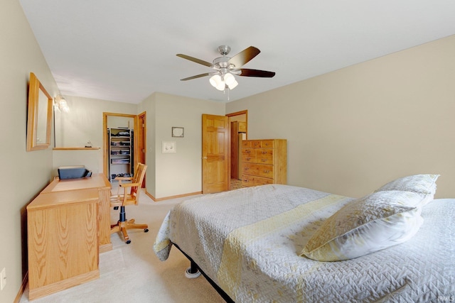 2104 Shady Ln, Garrett, IN 46738 - bedroom featuring light carpet, an office area, baseboards, and ceiling fan