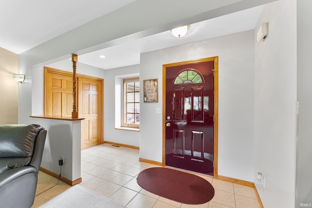 2104 Shady Ln, Garrett, IN 46738 - foyer with baseboards, light tile patterned flooring, and recessed lighting