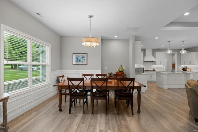 7018 S 350 St E, Lafayette, IN 47909 - dining room featuring light wood-type flooring, a wainscoted wall, and recessed lighting