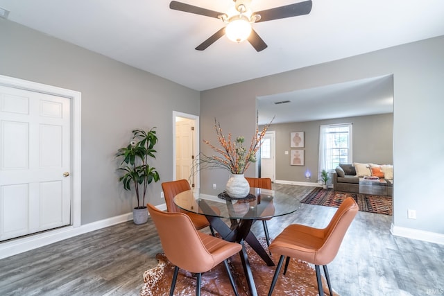 807 W Washington Blvd, Fort Wayne, IN 46802 - dining area featuring wood finished floors, baseboards, and a ceiling fan