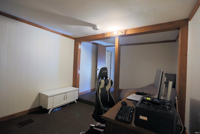 482 E Jefferson St, Andrews, IN 46702 - home office with dark wood-style floors