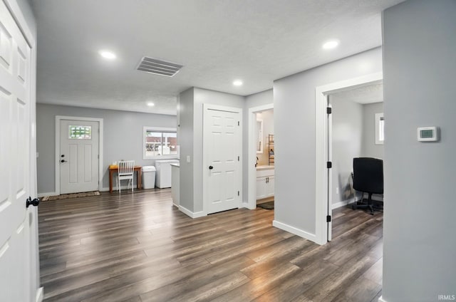 202 E Pickwick Dr, Syracuse, IN 46567 - entrance foyer with dark wood-type flooring, recessed lighting, and baseboards