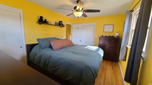 6403 Old Trail Rd, Fort Wayne, IN 46809 - bedroom with light wood-style flooring, a closet, and ceiling fan