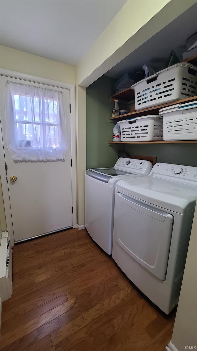 6403 Old Trail Rd, Fort Wayne, IN 46809 - laundry room with separate washer and dryer and wood finished floors
