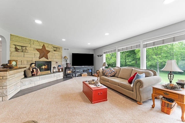 10317 Bass Rd, Fort Wayne, IN 46818 - living area with a fireplace and recessed lighting