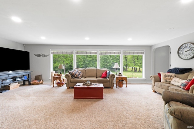 10317 Bass Rd, Fort Wayne, IN 46818 - carpeted living room with recessed lighting and arched walkways