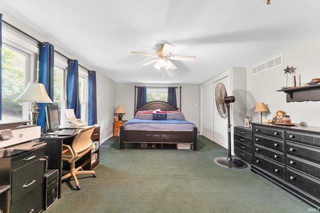 10317 Bass Rd, Fort Wayne, IN 46818 - bedroom featuring carpet flooring, an office area, a ceiling fan, and a closet