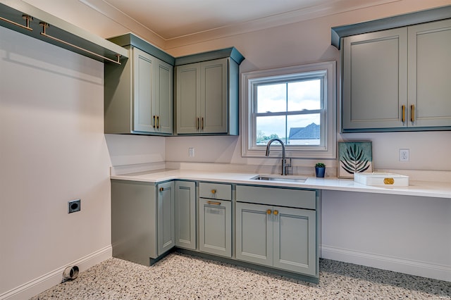 2909 Lake Dr, Newburgh, IN 47630 - laundry area featuring cabinet space, baseboards, crown molding, and hookup for an electric dryer