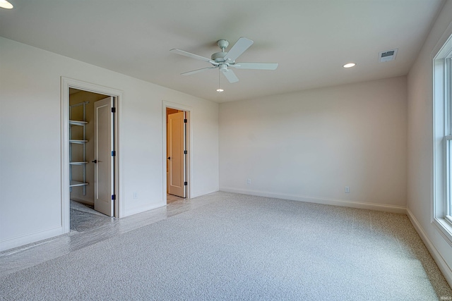 2909 Lake Dr, Newburgh, IN 47630 - spare room featuring ceiling fan, baseboards, and recessed lighting
