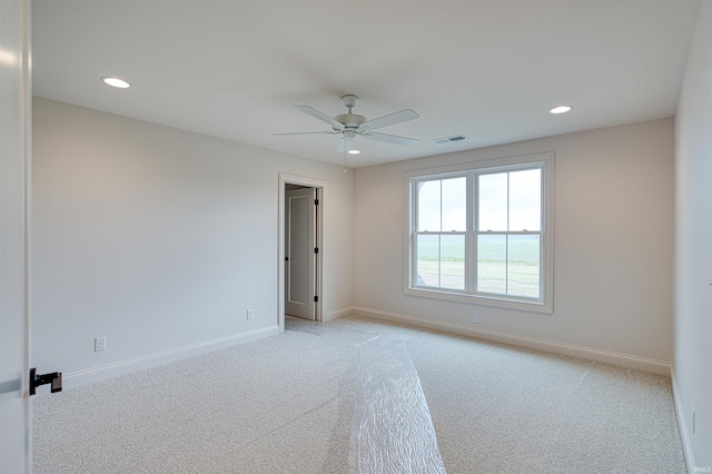 2909 Lake Dr, Newburgh, IN 47630 - empty room featuring baseboards, light carpet, a ceiling fan, and recessed lighting