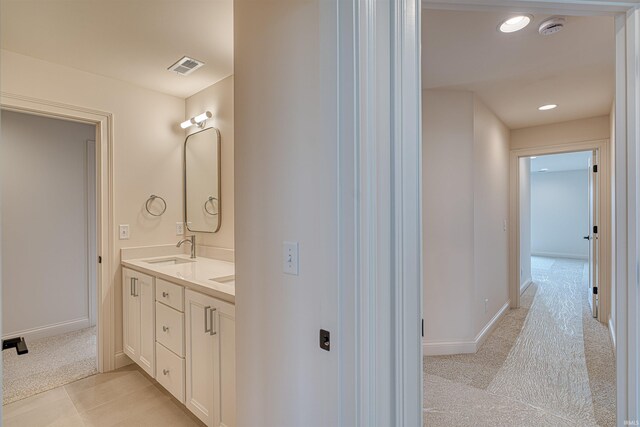 2909 Lake Dr, Newburgh, IN 47630 - full bathroom featuring double vanity, baseboards, and recessed lighting