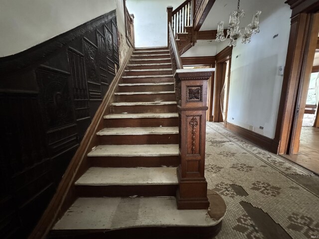 806 E Market St, Logansport, IN 46947 - stairway with a chandelier