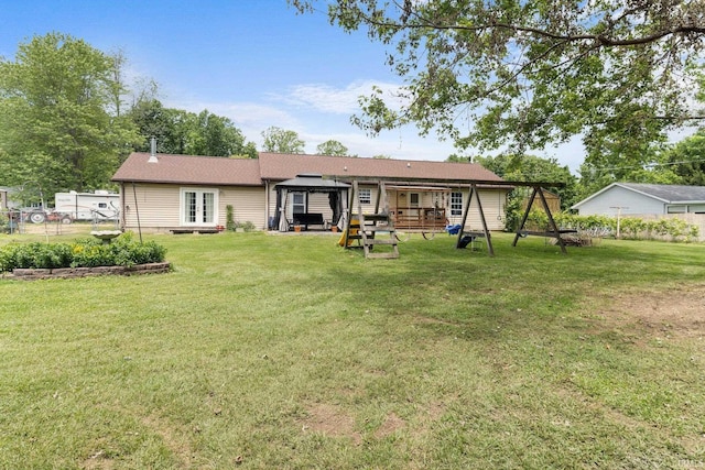 3739 S Westmont Ave, Bloomington, IN 47403 - back of house featuring a gazebo and a lawn