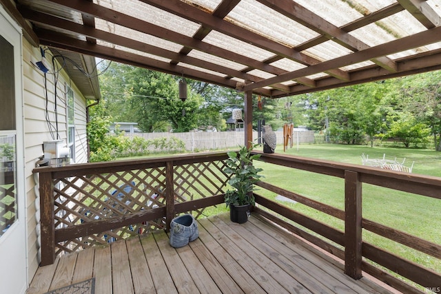 3739 S Westmont Ave, Bloomington, IN 47403 - wooden terrace with view of wooded area and a pergola