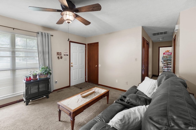 3739 S Westmont Ave, Bloomington, IN 47403 - carpeted living area with baseboards and ceiling fan