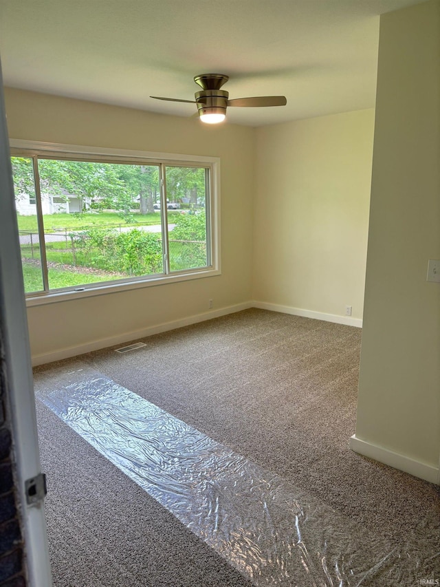 6701 E Hickory Ln, Muncie, IN 47303 - spare room with healthy amount of natural light, ceiling fan, baseboards, and carpet