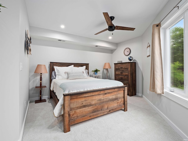 10660 N Southshore Dr Unit D3, Syracuse, IN 46567 - bedroom featuring light colored carpet, recessed lighting, a ceiling fan, and baseboards