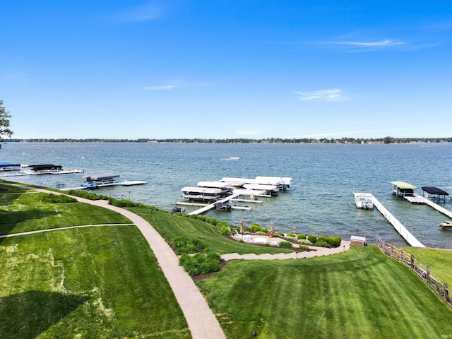 10660 N Southshore Dr Unit D3, Syracuse, IN 46567 - dock area with a water view and a yard