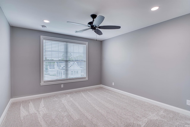1595 Victoria Woods Dr, Boonville, IN 47601 - spare room featuring carpet, baseboards, a ceiling fan, and recessed lighting