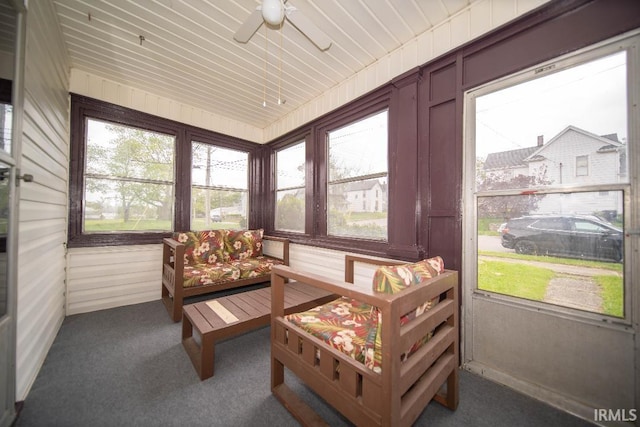 819 Spring St, New Castle, IN 47362 - sunroom / solarium featuring a ceiling fan and plenty of natural light
