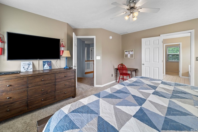 2034 Windflower Pl, West Lafayette, IN 47906 - bedroom with light colored carpet, baseboards, and a ceiling fan