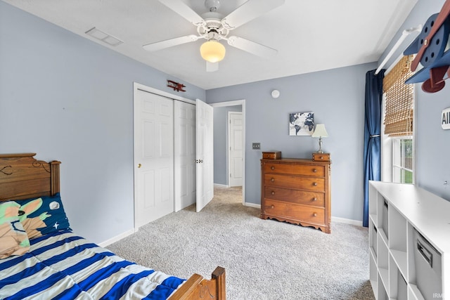 2034 Windflower Pl, West Lafayette, IN 47906 - carpeted bedroom featuring a closet, baseboards, and a ceiling fan
