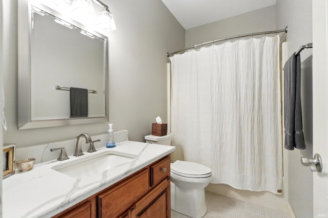 101 Twin Eagles Blvd W, Huntertown, IN 46748 - full bathroom with toilet, vanity, tile patterned flooring, and a shower with shower curtain