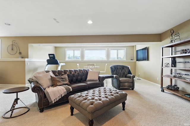101 Twin Eagles Blvd W, Huntertown, IN 46748 - living area with light carpet, baseboards, and recessed lighting
