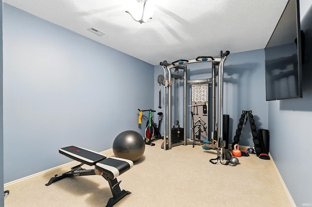 101 Twin Eagles Blvd W, Huntertown, IN 46748 - workout area featuring carpet flooring, baseboards, and a textured ceiling