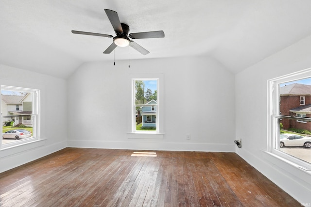 44 E Taylor St, Huntington, IN 46750 - bonus room with lofted ceiling, hardwood / wood-style floors, ceiling fan, and baseboards