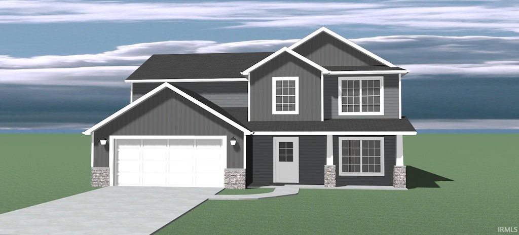 542 Lago Ct, Fort Wayne, IN 46818 - craftsman-style home with stone siding, driveway, and a shingled roof