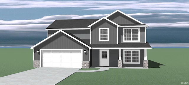542 Lago Ct, Fort Wayne, IN 46818 - craftsman-style home with stone siding, driveway, and a shingled roof
