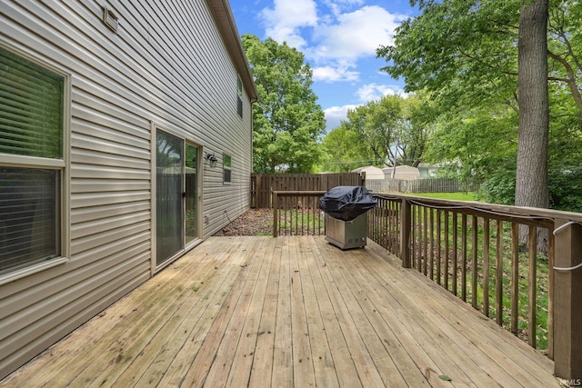 4665 S 150 E, Lafayette, IN 47909 - deck with a grill and a fenced backyard