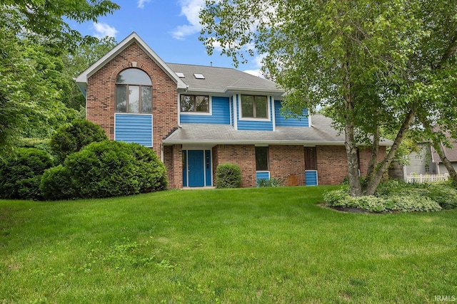 56 Jester Ct, Lafayette, IN 47905 - traditional-style house featuring brick siding, a front yard, and a shingled roof