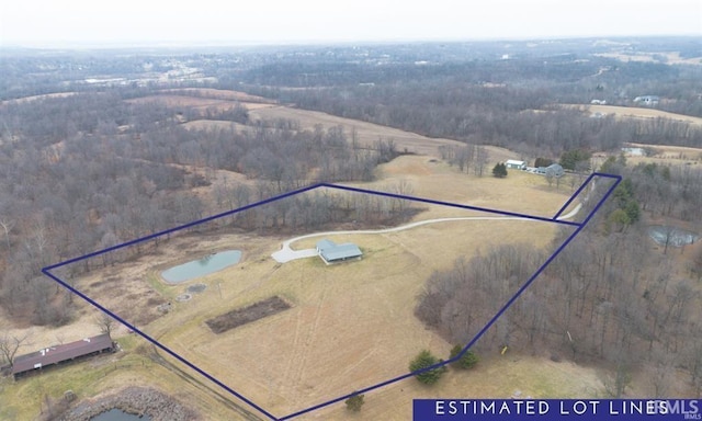 1230 S Iron Mountain Rd, Bloomfield, IN 47424 - aerial view of sparsely populated area with property parcel outlined