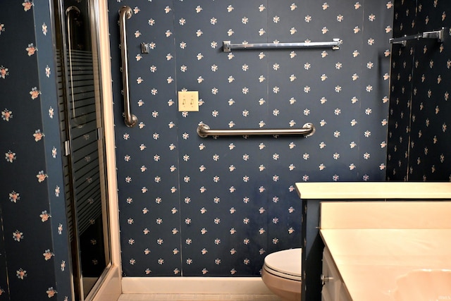 1029 S University Dr, Jasper, IN 47546 - full bathroom with toilet, a stall shower, and vanity