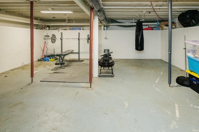 5889 E 46th Rd, Bloomington, IN 47408 - unfinished basement with concrete block wall