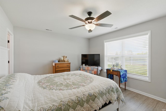 3436 Fawn Creek Blvd, Waterloo, IN 46793 - bedroom featuring light wood-type flooring, baseboards, and ceiling fan