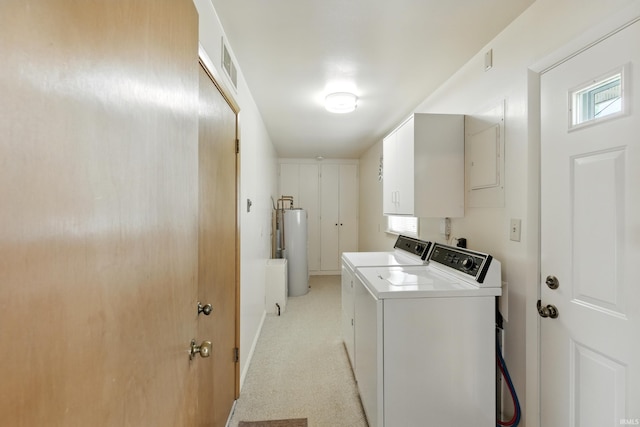 928 Hollyhill Dr, Fort Wayne, IN 46819 - washroom with water heater, washer and clothes dryer, cabinet space, and baseboards