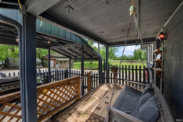 2526 S Airport Rd, Monticello, IN 47960 - wooden terrace featuring an outdoor structure