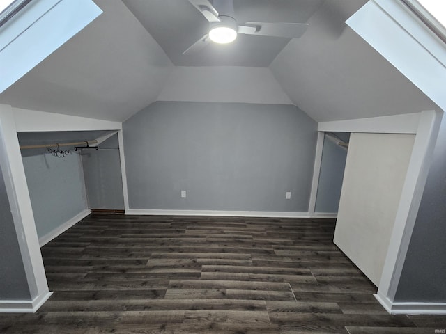 900 S 28th St, Lafayette, IN 47904 - bonus room with a skylight, dark wood finished floors, baseboards, and lofted ceiling