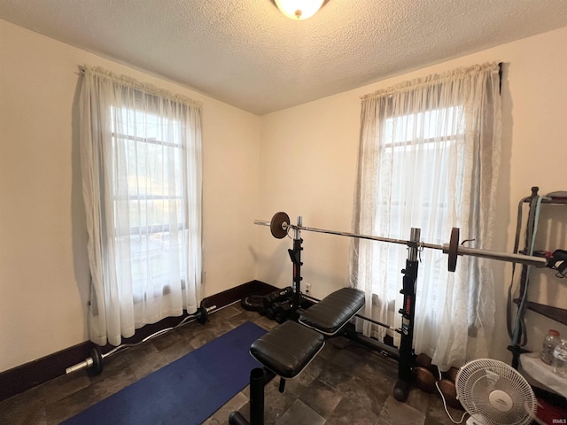 400 Burlington Ave, Logansport, IN 46947 - exercise room featuring plenty of natural light, a textured ceiling, and baseboards
