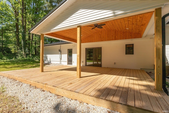 633 S Ravencrest Ave, Bloomington, IN 47401 - wooden terrace featuring ceiling fan