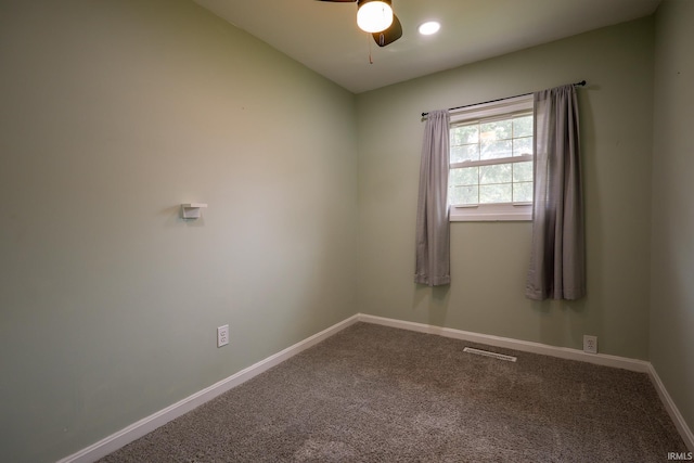 113 W Berkeley Ave, Evansville, IN 47710 - empty room featuring a ceiling fan, baseboards, carpet floors, and recessed lighting