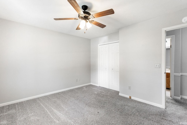 5709 Bayswater Ct, South Bend, IN 46614 - unfurnished bedroom with carpet floors, a closet, baseboards, and a ceiling fan