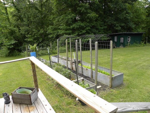 3116 Truesdel Rd, Gosport, IN 47433 - wooden deck with a garden and a yard